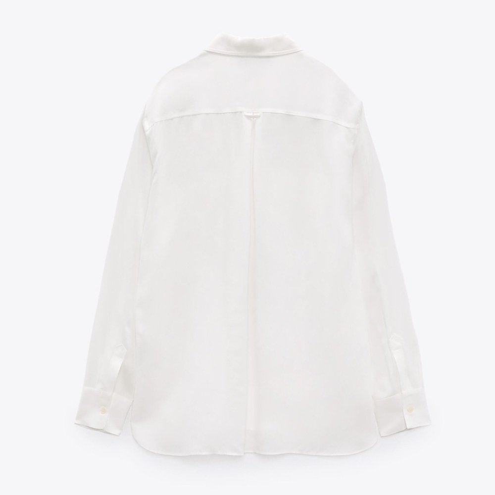 NWT. Zara White Flowy Shirt with Pockets. Size XS. - Picture 9 of 12